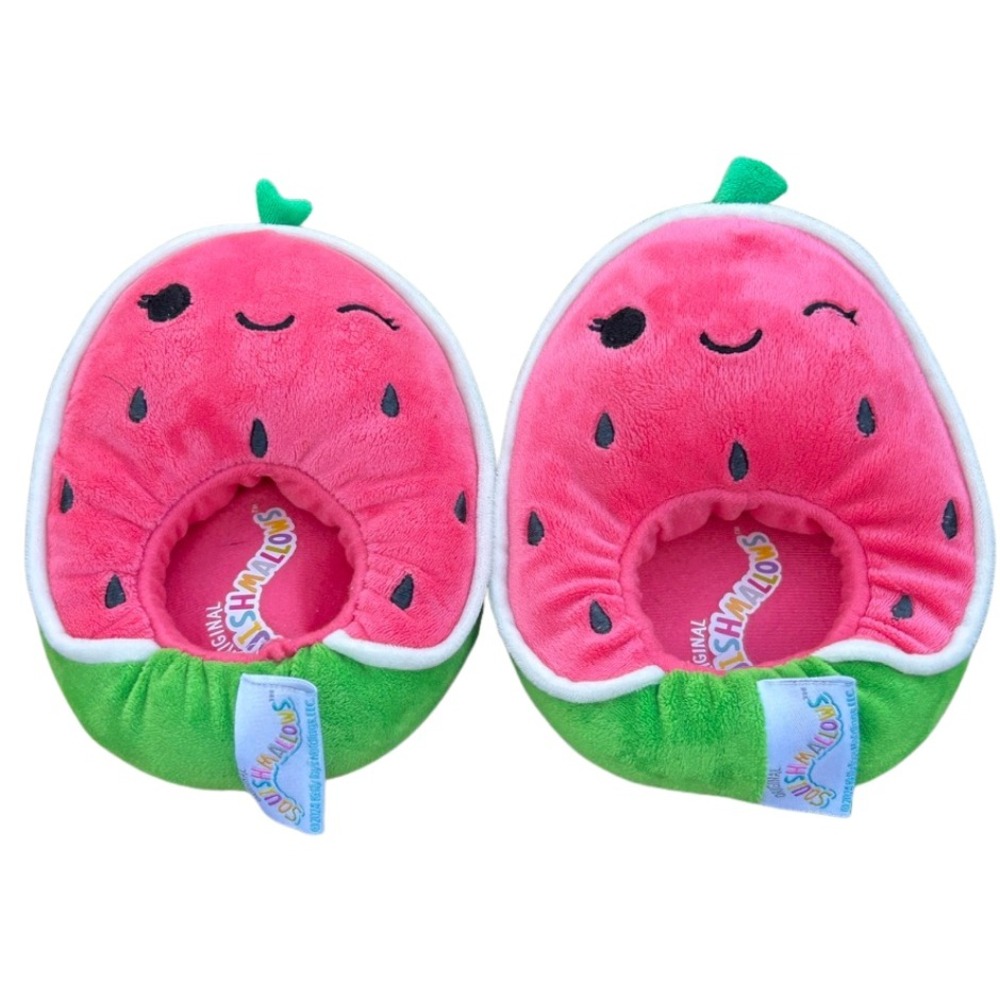 Squishmallows Wanda‎ Watermelon Plush Slippers Pink/Green Girls 7-8